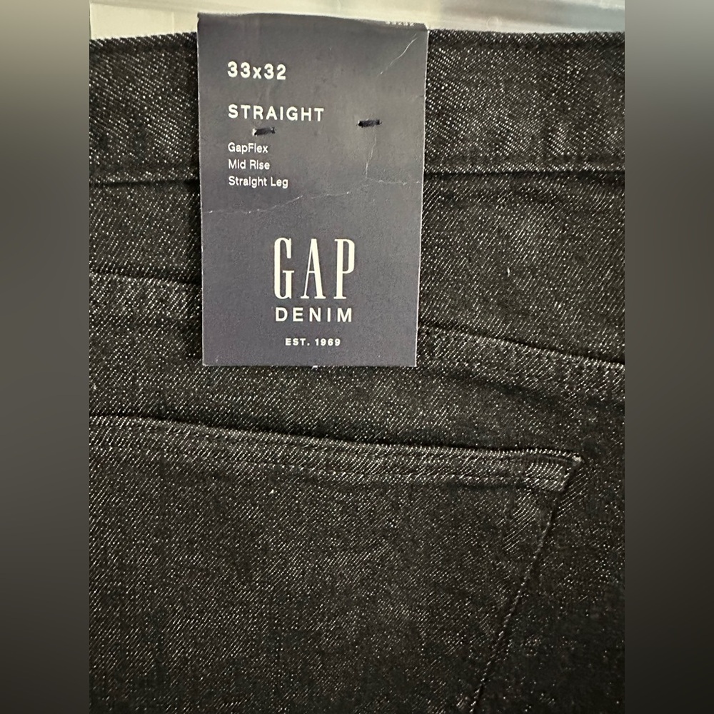 New GAP Men’s Denim GapFlex Straight Leg Jeans~ Black 33x32 - Picture 8 of 12